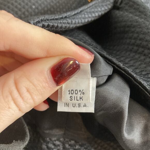 Vintage Ildi Marshall Women's Black Silk Tweed Blazer Size 12 Rhinestone Buttons - Picture 7 of 13